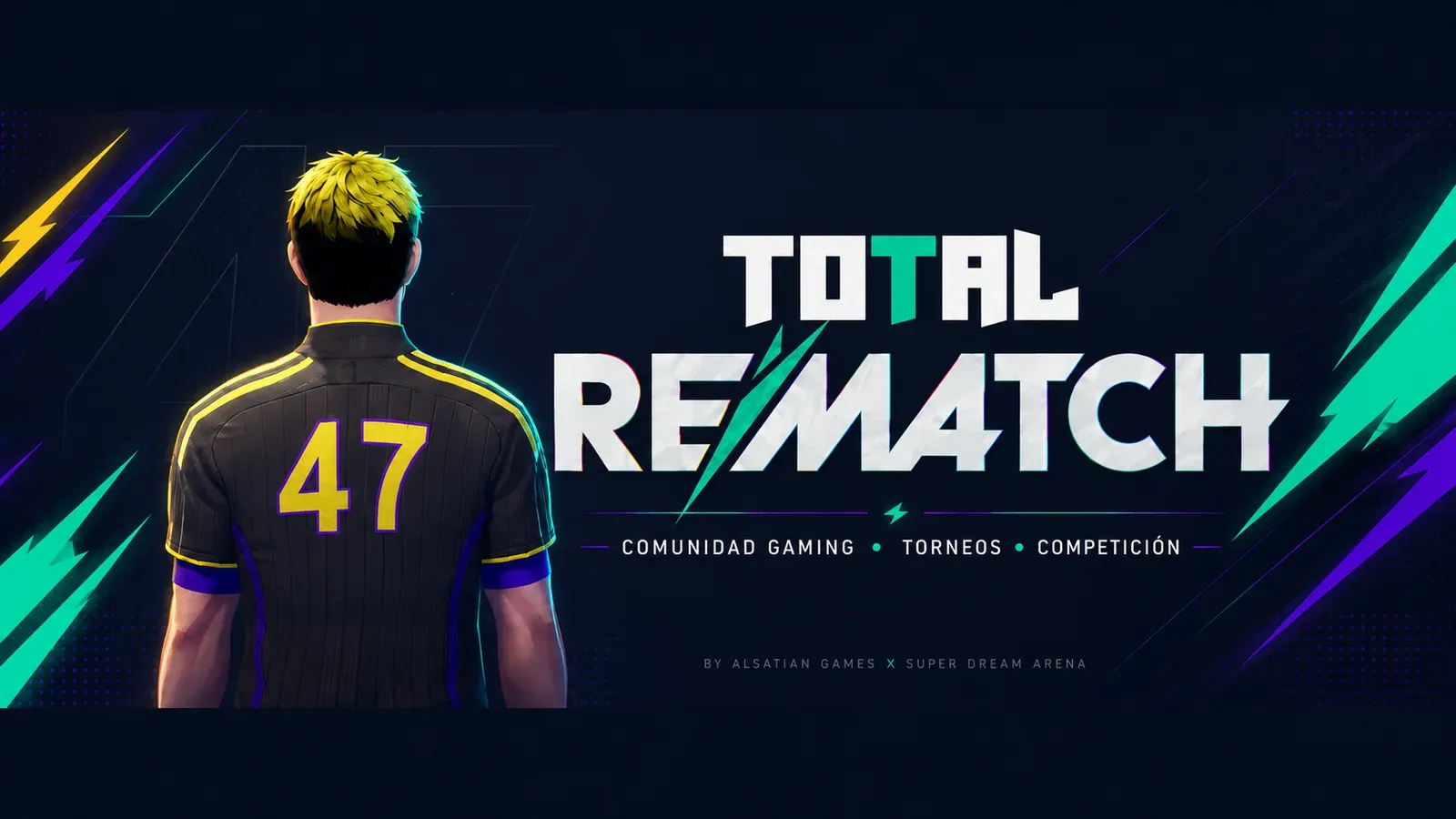 TotalRematch banner with a player wearing the number 47 next to the community logo.