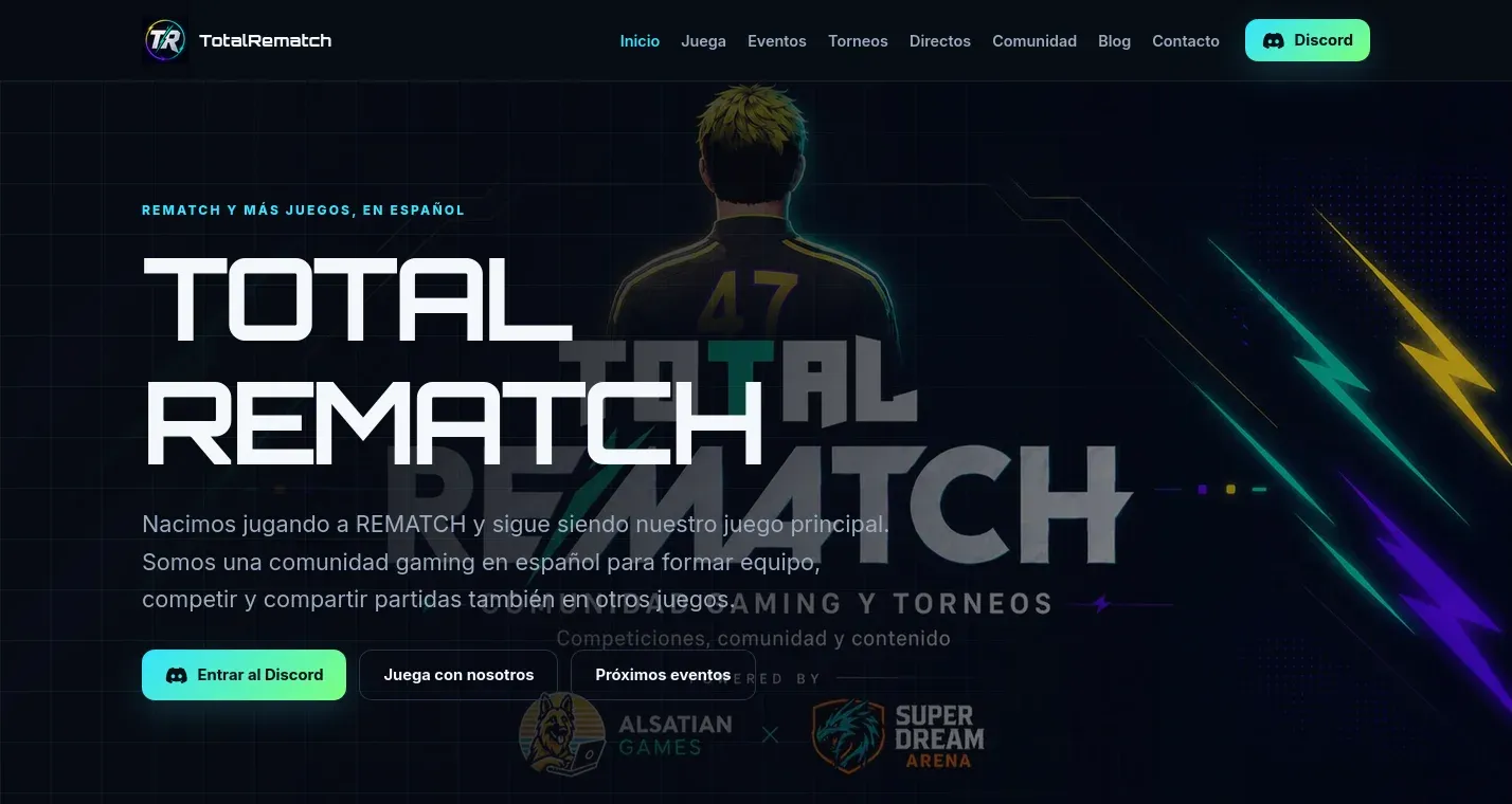 Home page of the TotalRematch website.